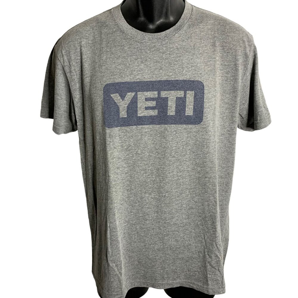 Yeti Crewneck Short Sleeve T Shirt M Grey Premium Logo Badge Promo Cotton Blend